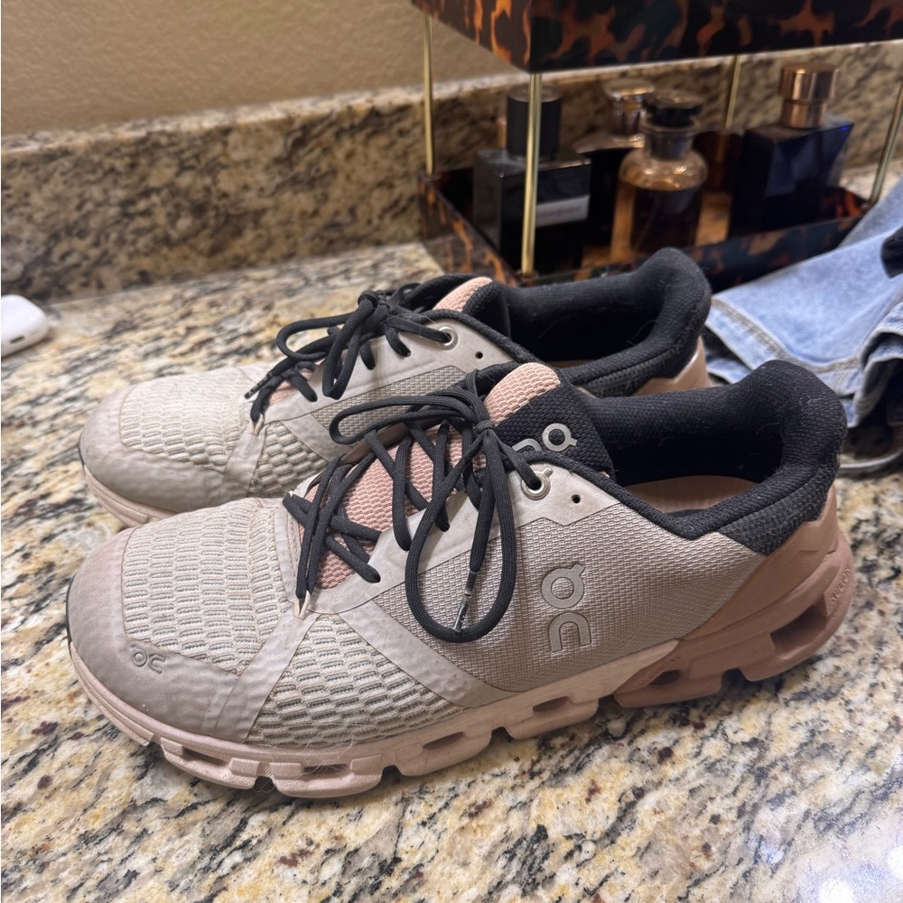 Women's Athletic Shoes in Beige and Black